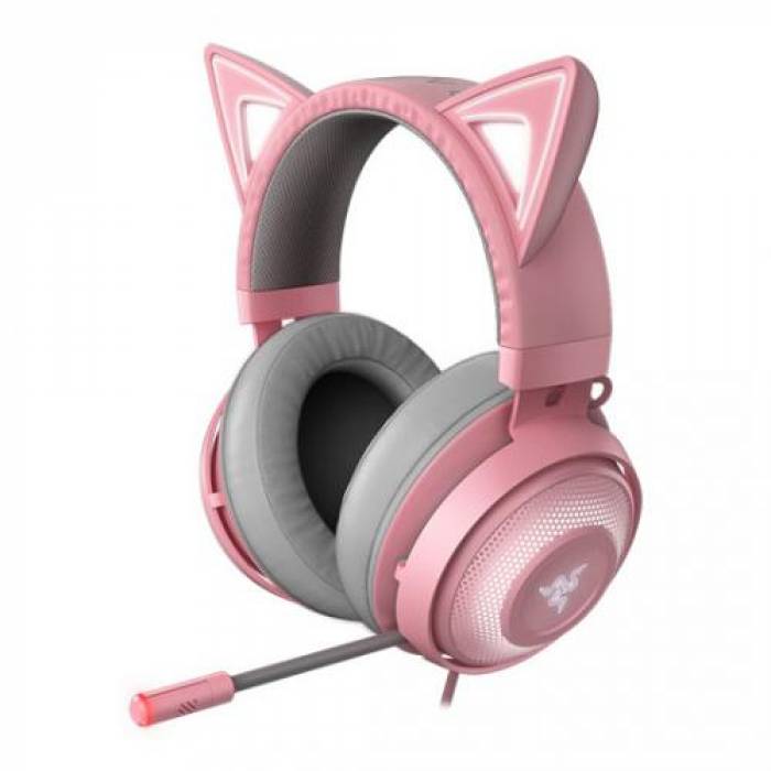 Casti cu microfon Razer Kraken Kitty, USB, Pink