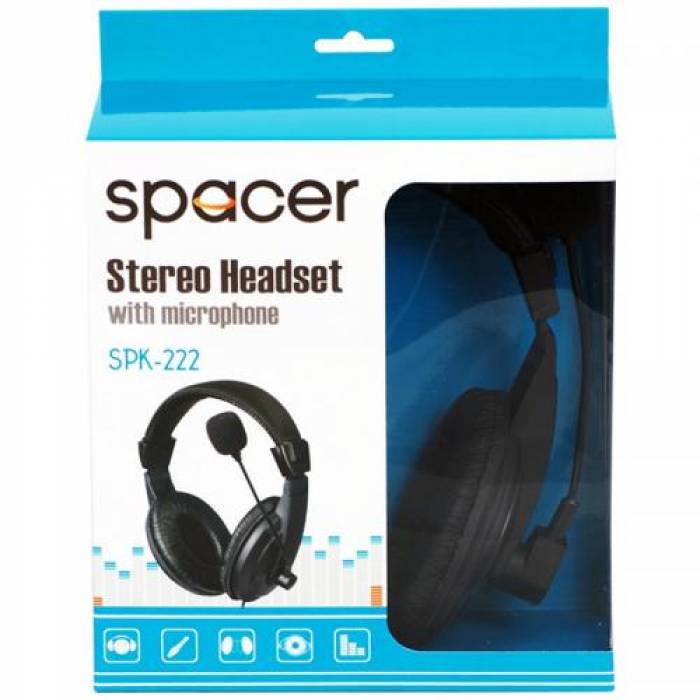 Casti cu microfon Spacer SPK-222, Black