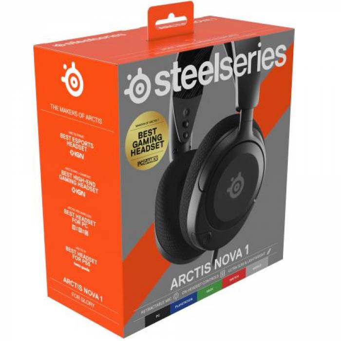 Casti cu microfon SteelSeries Arctis Nova 1, 3.5mm jack, Black