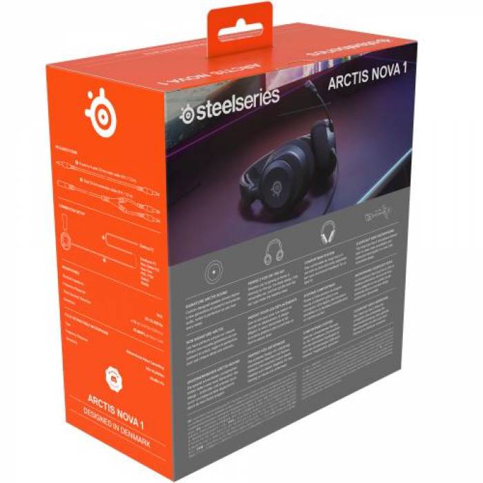Casti cu microfon SteelSeries Arctis Nova 1, 3.5mm jack, Black