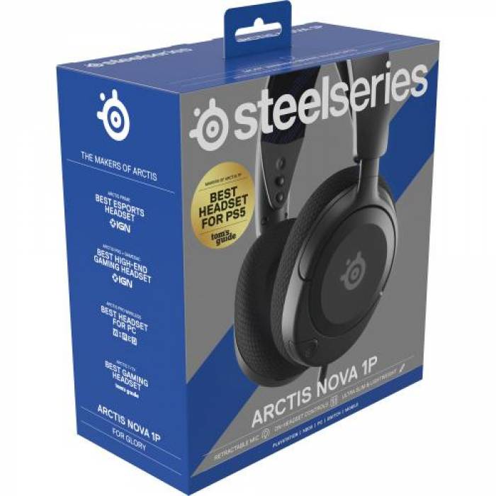 Casti cu microfon SteelSeries Arctis Nova 1P, 3.5mm jack, Black