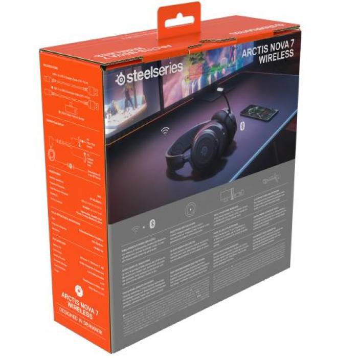 Casti cu microfon SteelSeries Arctis Nova 7, USB Wireless/Bluetooth, Black