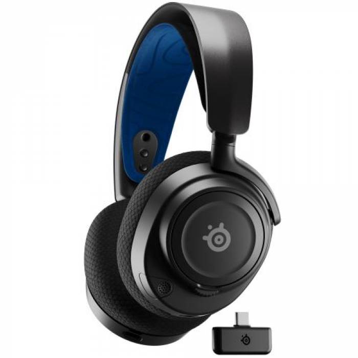 Casti cu microfon SteelSeries Arctis Nova 7P, USB Wireless/Bluetooth, Black-Blue