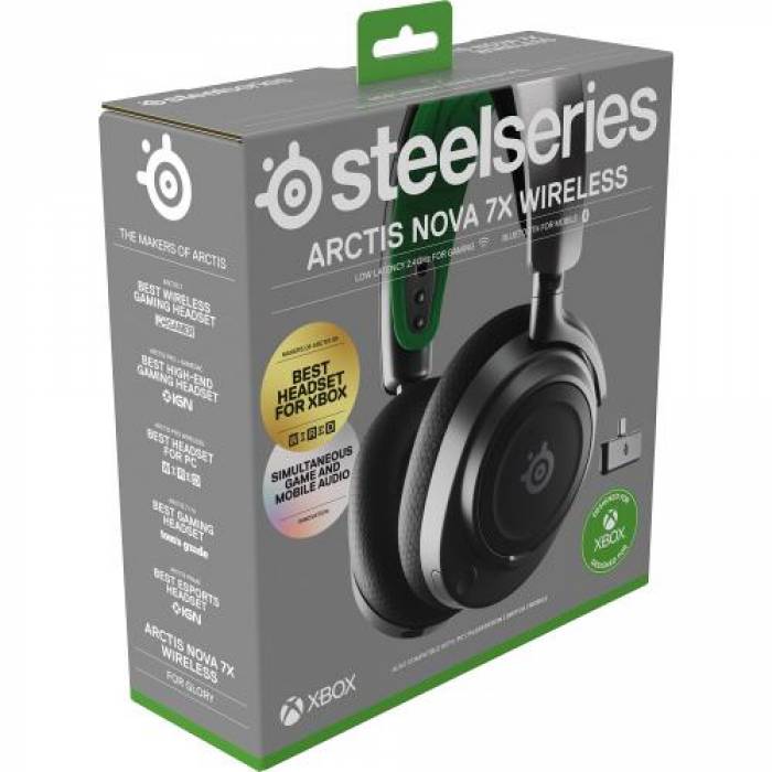 Casti cu microfon SteelSeries Arctis Nova 7X, USB Wireless/Bluetooth, Black