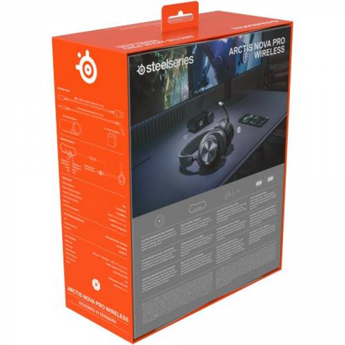 Casti cu microfon SteelSeries Arctis Nova Pro Wireless, USB Wireless/Bluetooth, Black