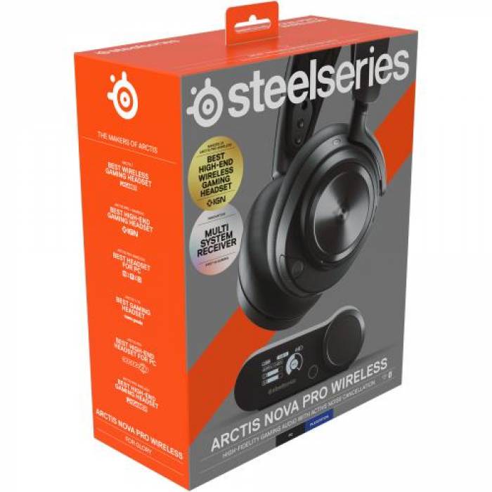 Casti cu microfon SteelSeries Arctis Nova Pro Wireless, USB Wireless/Bluetooth, Black
