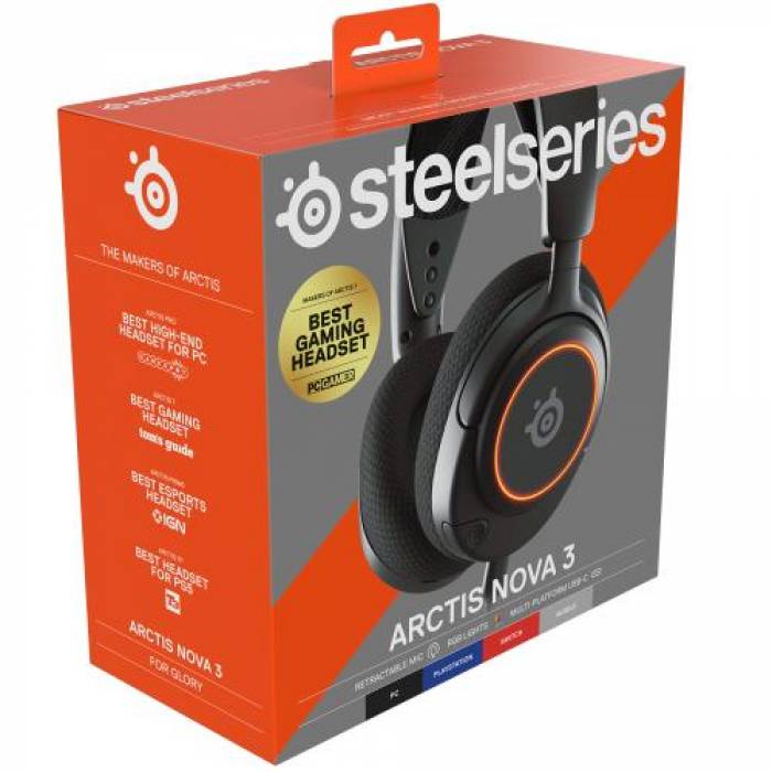 Casti SteelSeries Arctis Nova 3, Black