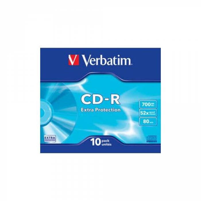 CD-R Verbatim 52x, 700MB, 10buc, Jewel case