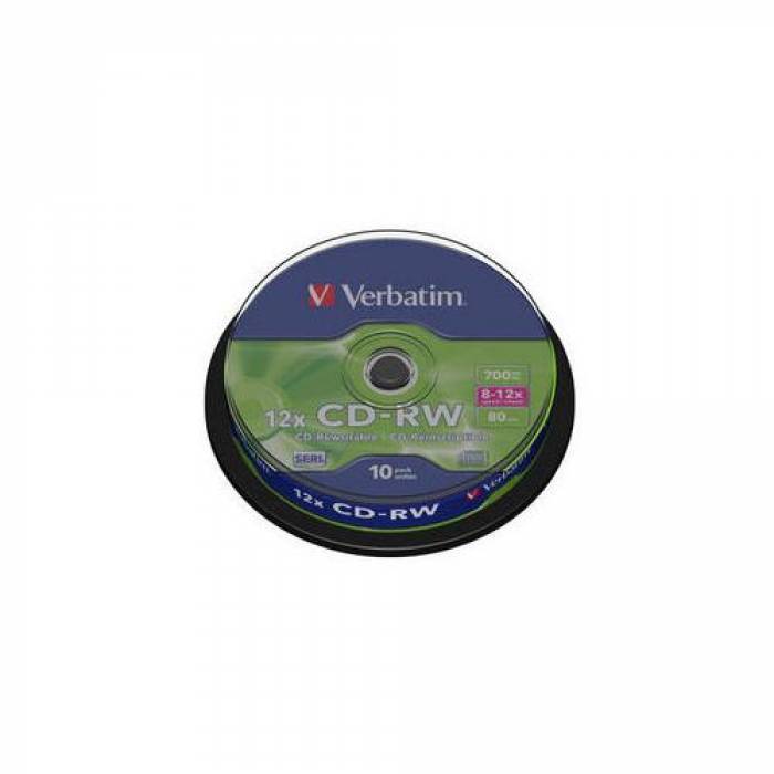 CD-RW Verbatim 12X, 700MB, 10buc, Spindle