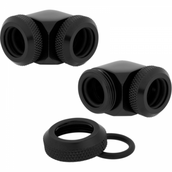 Conectori watercooling Hydro X Series XF Hardline 90 12mm OD Fittings Twin Pack, Black