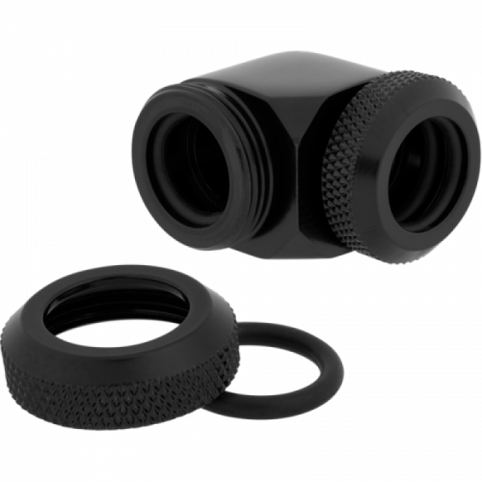 Conectori watercooling Hydro X Series XF Hardline 90 12mm OD Fittings Twin Pack, Black