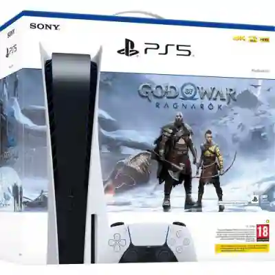 Consola Sony PlayStation 5, 825 GB, White + Joc God of War Ragnarok