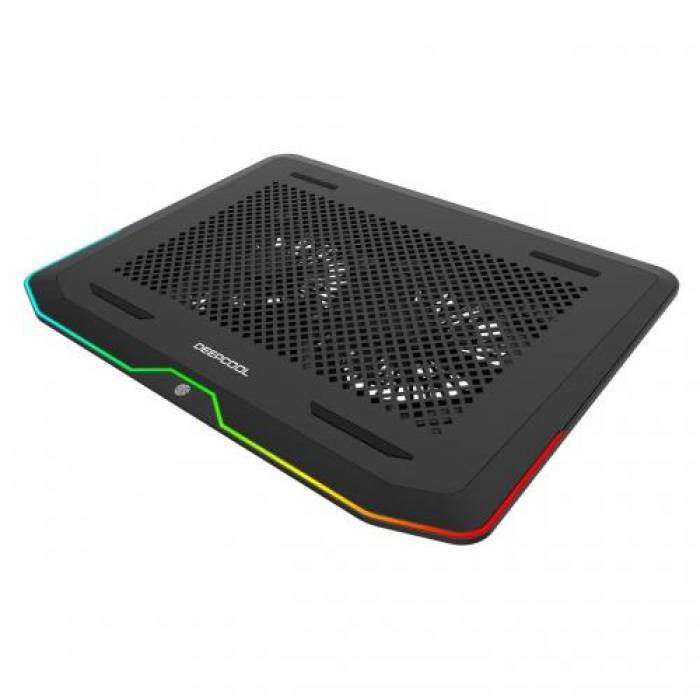 Cooler Pad Deepcool N80 RGB pentru laptop de 17.3inch, Black