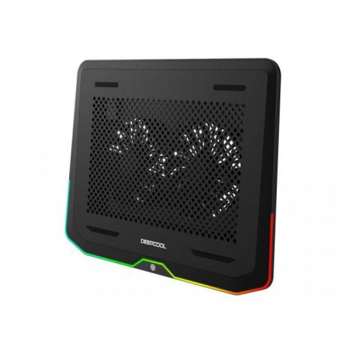 Cooler Pad Deepcool N80 RGB pentru laptop de 17.3inch, Black