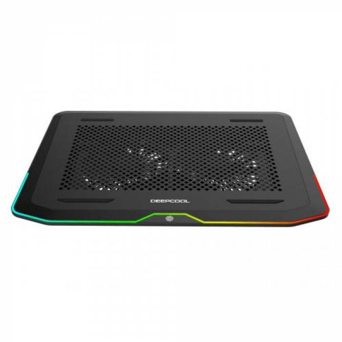 Cooler Pad Deepcool N80 RGB pentru laptop de 17.3inch, Black