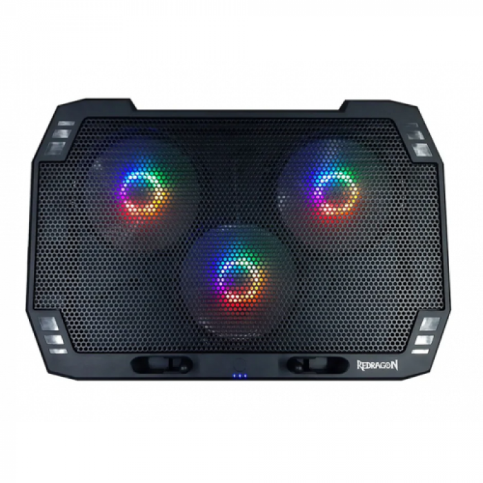 Cooler Pad Redragon Ingrid pentru laptop de 17inch, RGB, Black