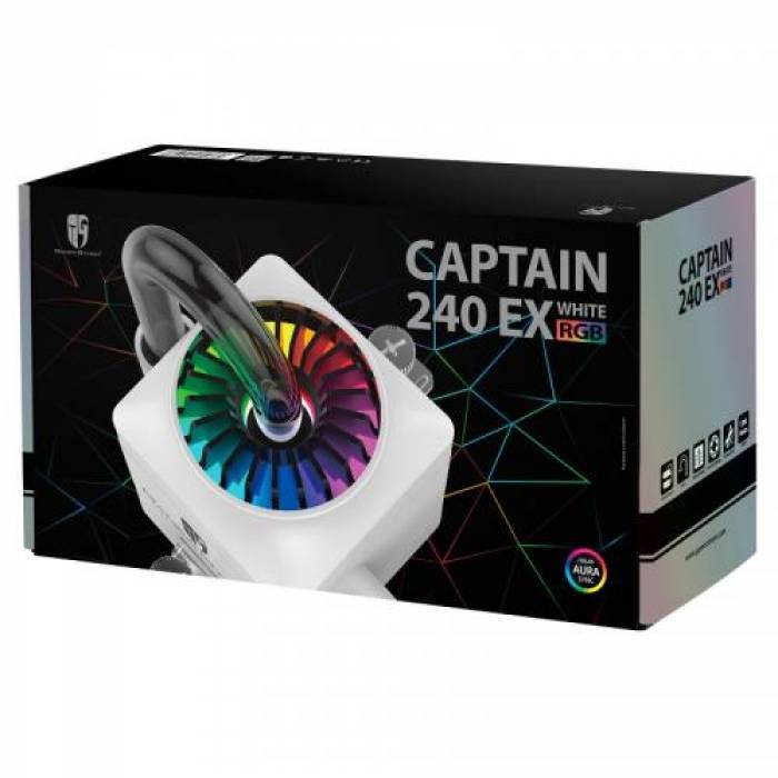 Cooler procesor Deepcool Gamer Storm Captain 240 EX RGB White, 2 x 120mm