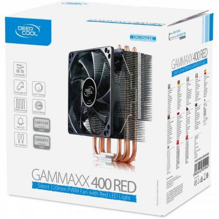 Cooler Procesor Deepcool GAMMAXX 400 Red, 120mm