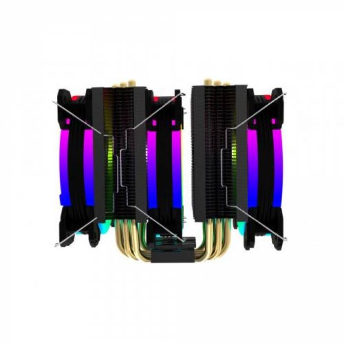 Cooler procesor Gembird Huracan X500 RGB, 3x 120mm