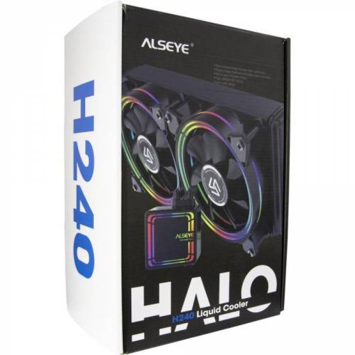 Cooler procesor Inter-Tech Alseye H240 Halo, RGB LED, 2x 120mm