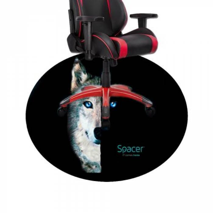 Covor gaming SPACER SPFP-WOLF-120, Black