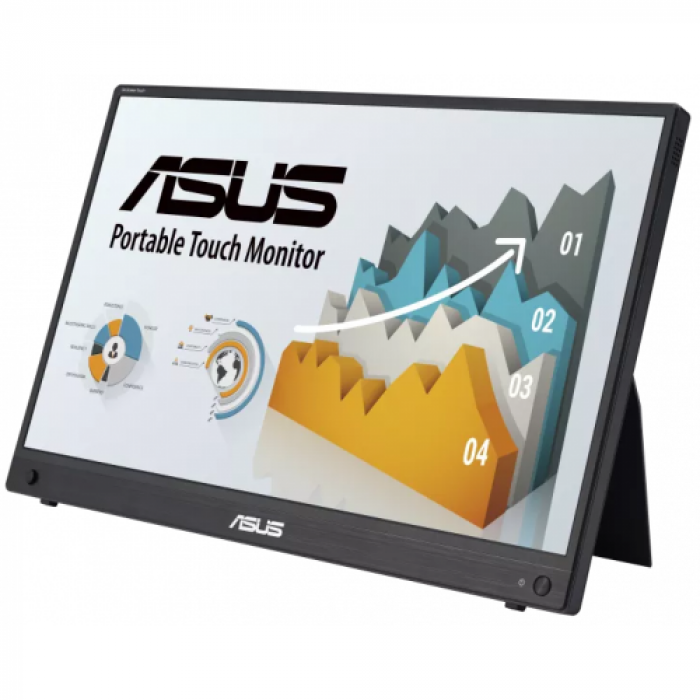 Display interactiv ASUS Seria ZenScreen Touch MB16AHT, 16inch, 1920x1080pixeli, Black