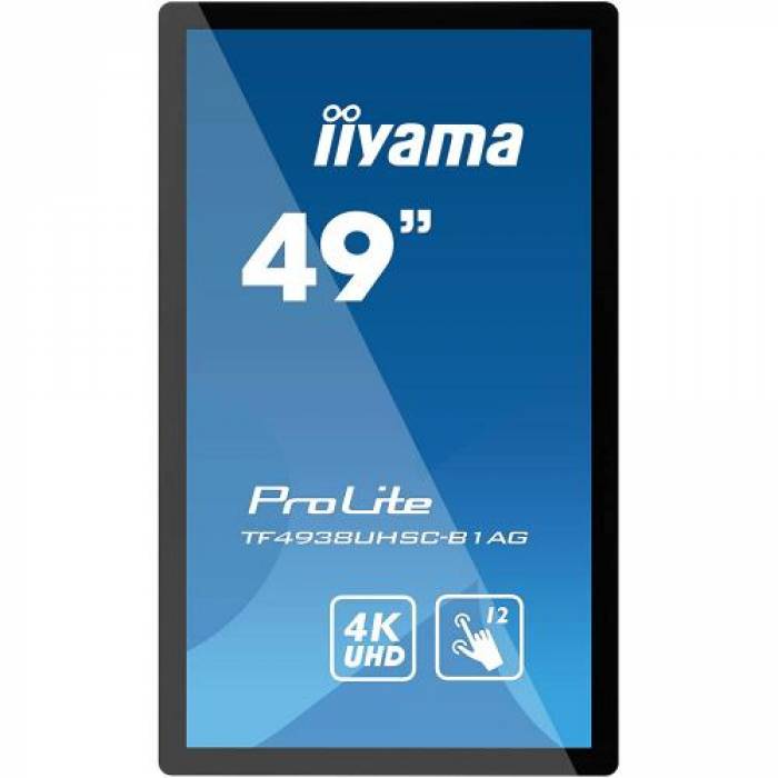 Display Interactiv Iiyama ProLite Seria TF4939UHSC-B1AG, 49inch, 3840x2160pixeli, Black