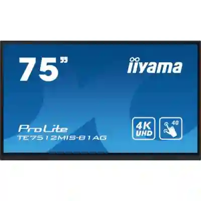 Display Interactiv Iiyama Seria ProLite TE7512MIS-B1AG, 75inch, 3840x2160pixeli, Black