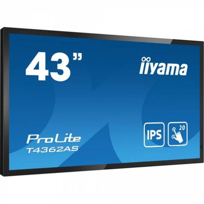 Display Interactiv Iiyama T4362AS-B1, 43inch, 3840x2160pixeli, Android OS, Black