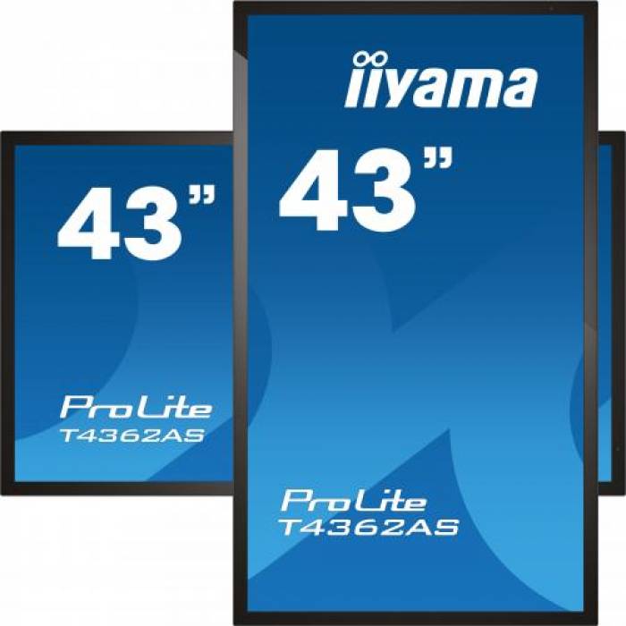 Display Interactiv Iiyama T4362AS-B1, 43inch, 3840x2160pixeli, Android OS, Black