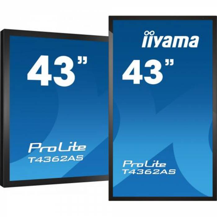 Display Interactiv Iiyama T4362AS-B1, 43inch, 3840x2160pixeli, Android OS, Black