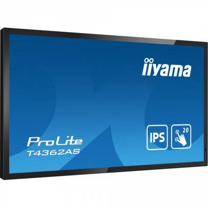 Display Interactiv Iiyama T4362AS-B1, 43inch, 3840x2160pixeli, Android OS, Black