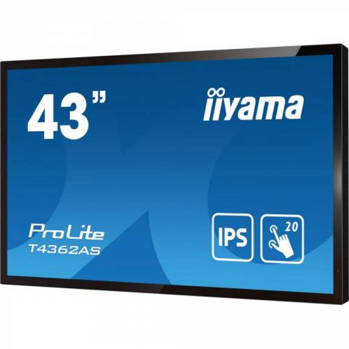 Display Interactiv Iiyama T4362AS-B1, 43inch, 3840x2160pixeli, Android OS, Black
