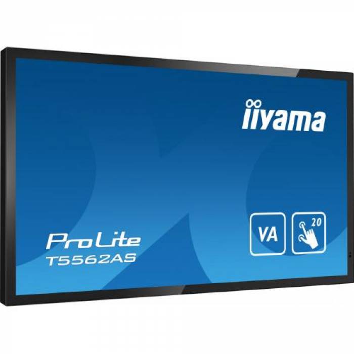 Display Interactiv Iiyama T5562AS-B1, 55inch, 3840x2160pixeli, Android OS, Black