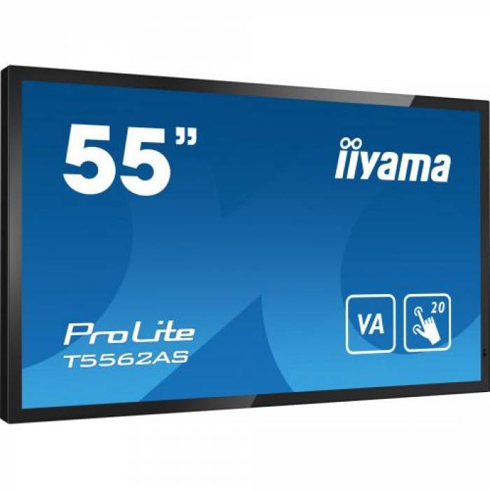 Display Interactiv Iiyama T5562AS-B1, 55inch, 3840x2160pixeli, Android OS, Black