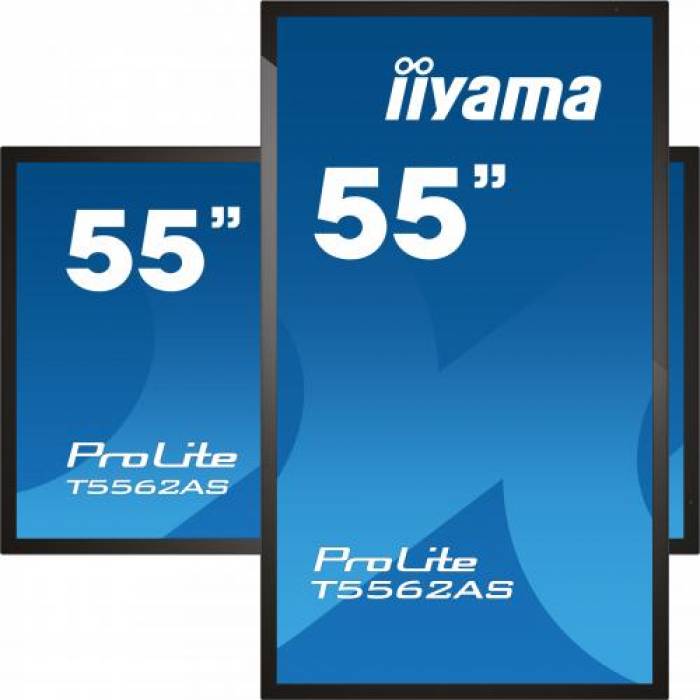 Display Interactiv Iiyama T5562AS-B1, 55inch, 3840x2160pixeli, Android OS, Black