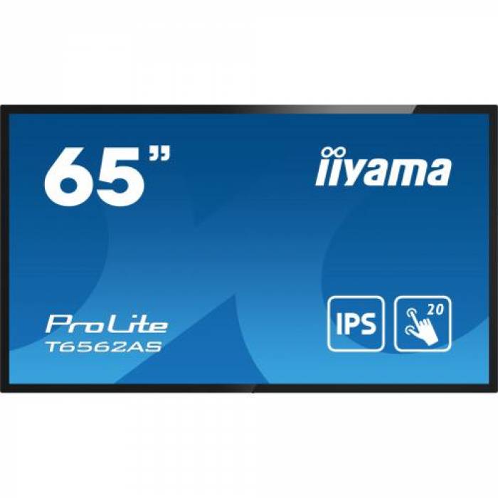 Display Interactiv Iiyama T6562AS-B1, 65inch, 3840x2160pixeli, Android OS, Black