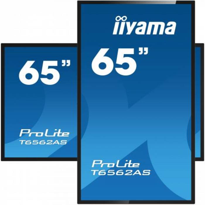 Display Interactiv Iiyama T6562AS-B1, 65inch, 3840x2160pixeli, Android OS, Black