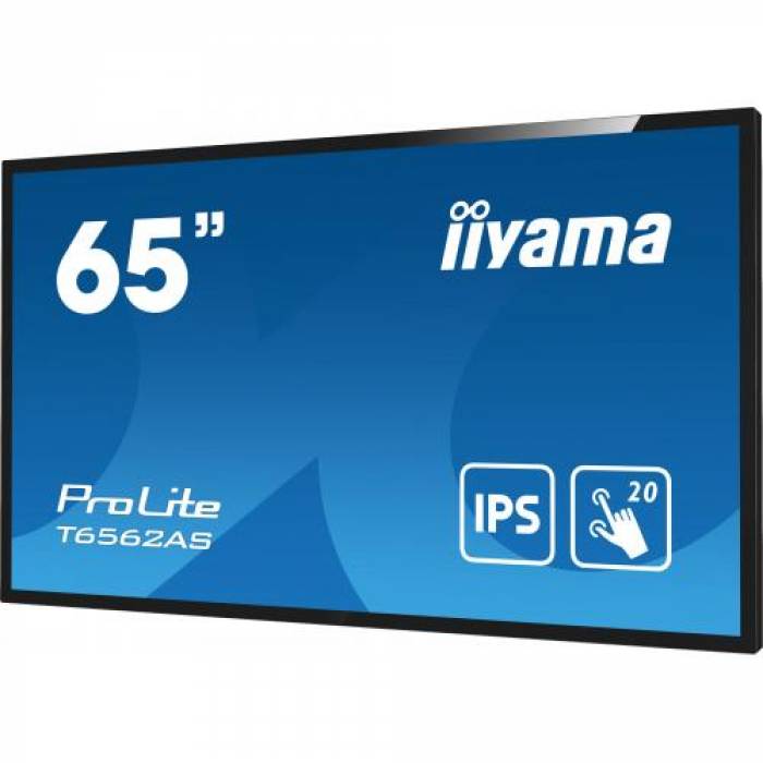 Display Interactiv Iiyama T6562AS-B1, 65inch, 3840x2160pixeli, Android OS, Black