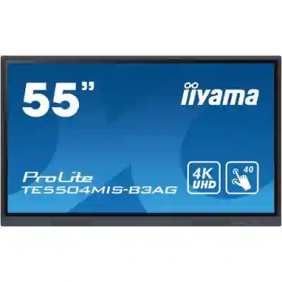 Display Interactiv Iiyama TE5504MIS-B3AG, 55inch, 3840x2160pixeli, iiWare 9.0, Black