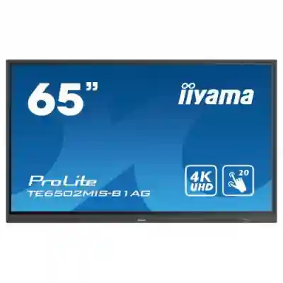 Display Interactiv Iiyama TE6502MIS-B1AG, 65inch, 3840x2160pixeli, iiWare 8.0, Black