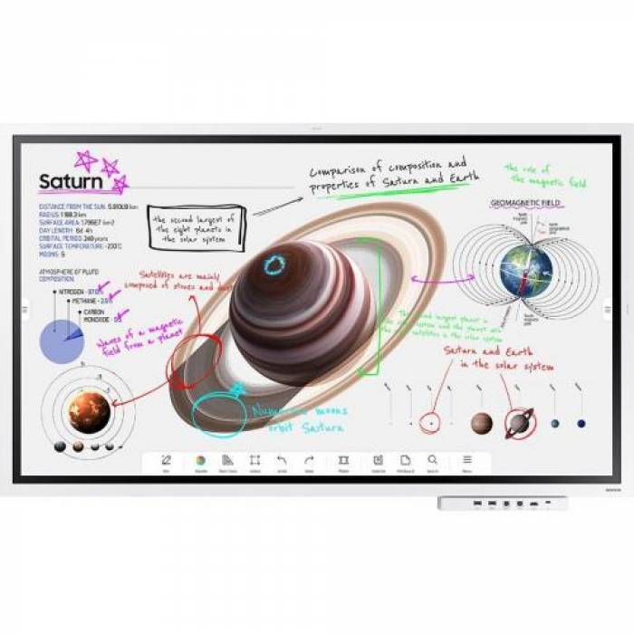 Display interactiv Samsung Flip Pro WMB LH55WMBWBGC, 55inch, 3840x2160pixeli, Tizen 6.5, Light Gray