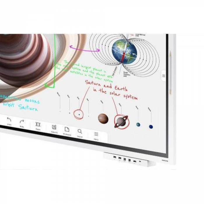 Display interactiv Samsung Flip Pro WMB LH85WMBWLGC, 85inch, 3840x2160pixeli, Tizen 6.5, Light Gray