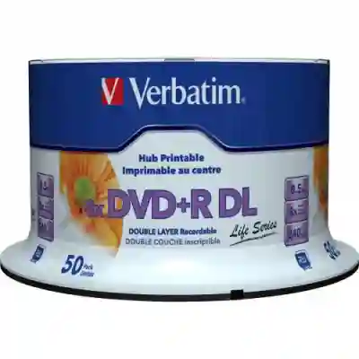 DVD+R imprimabil Verbatim DL 8X, 8.5GB, 50buc, Spindle