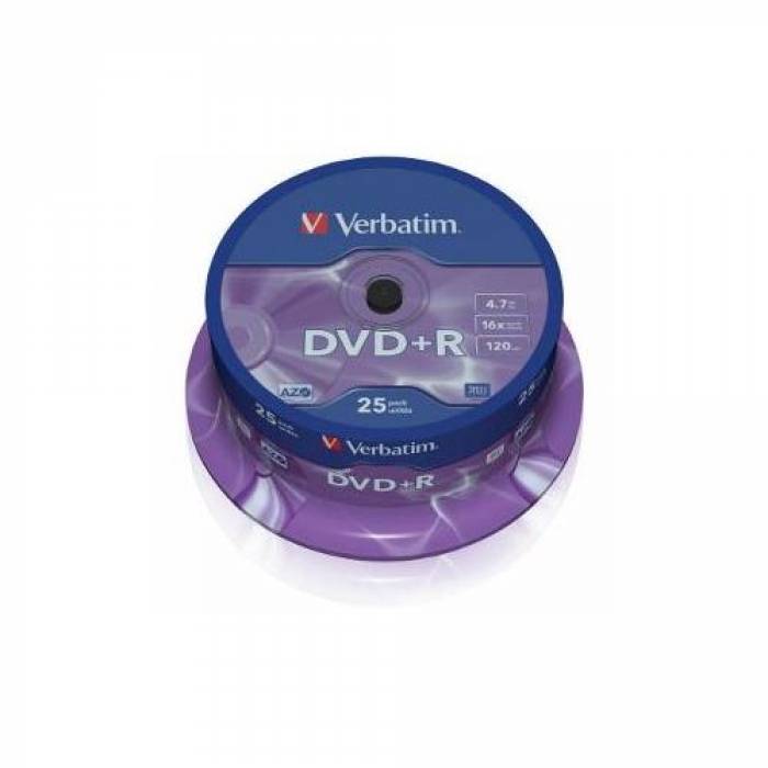 DVD+R Verbatim 43500, 16x, 4.7GB, 25buc, Matte silver