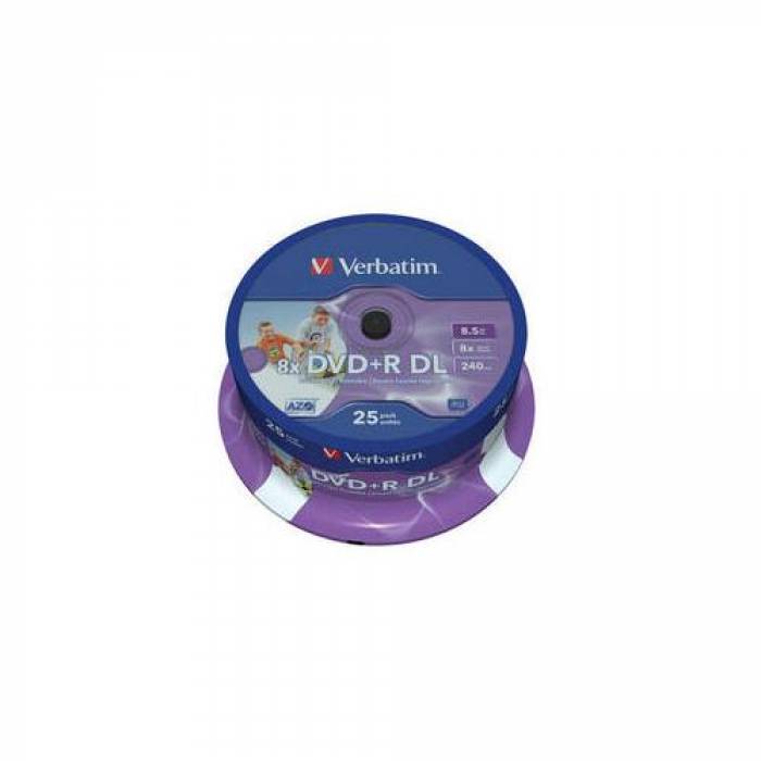 DVD+R Verbatim 8X, 8.5GB, 25buc, Spindle