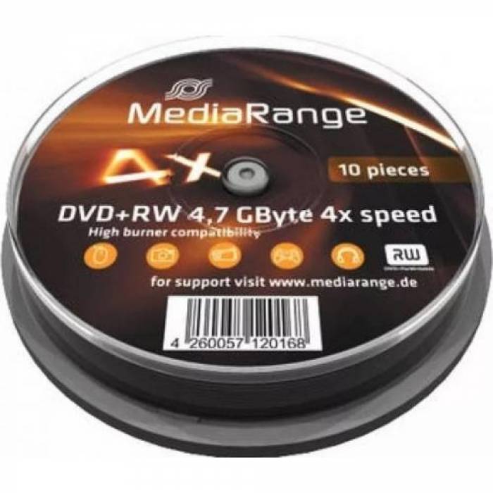 DVD+RW MediaRange MR451 4x, 4.7GB, 10buc, Cake