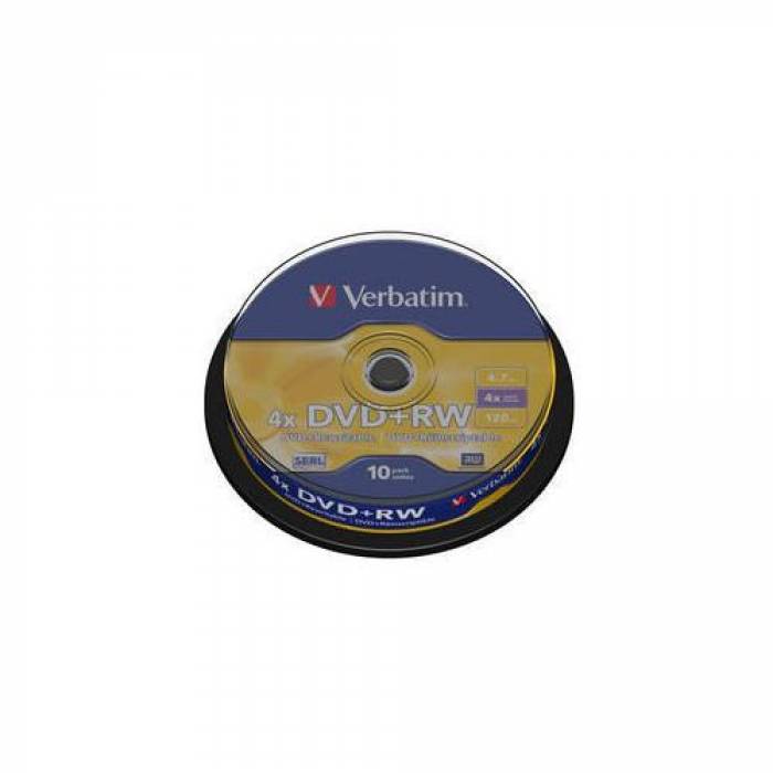 DVD+RW Verbatim 4x, 4.7GB, 10buc, Spindle