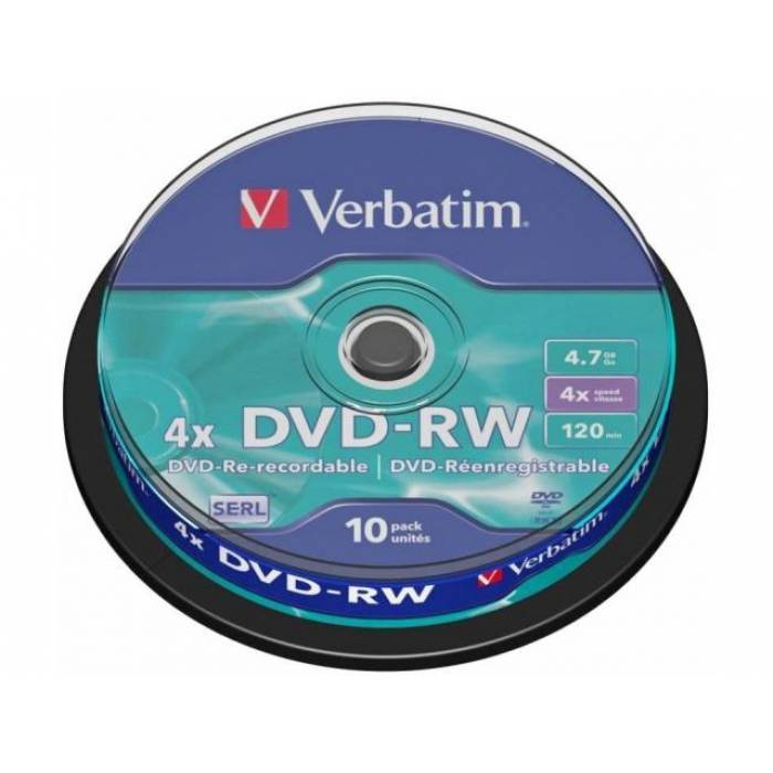 DVD-RW Verbatim 4X, 4.7GB, 10buc, Spindle