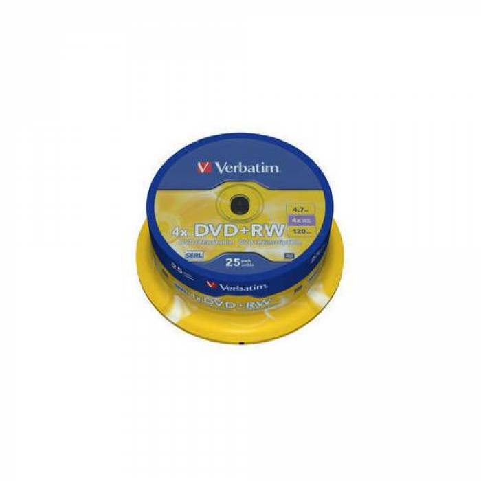 DVD+RW Verbatim 4x, 4.7GB, 25buc, Spindle